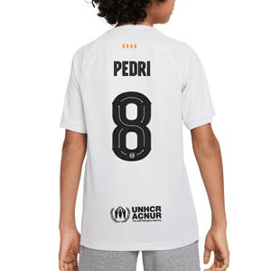 Camiseta Nike 3a Barcelona niño Pedri 2022 2023 DF Stadium - Camiseta tercera equipación infantil de Pedri Nike del FC Barcelona 2022 2023 - gris