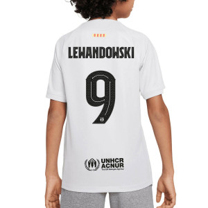 Camiseta Nike 3a Barcelona niño Lewandowski 22-23 DF Stadium - Camiseta tercera equipación infantil de Robert Lewandowski Nike del FC Barcelona 2022 2023 - gris