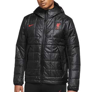 Chaqueta Nike Liverpool Fleece-Lined UCL - Chaqueta impermeable Nike deláLiverpool de la Champions League -  negra