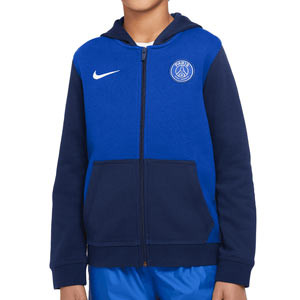 Chaqueta Nike PSG niño Hoodie Club UCL - Chaqueta de chándal con capucha infantil Nike del Paris Saint-Germain de la Champions League - azul