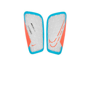 Nike Mercurial Lite Superlock - Espinilleras de fútbol Nike con mallas de sujeción - blancas