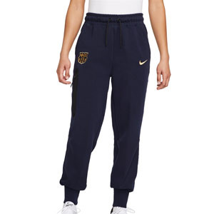 Pantalón Nike Barcelona mujer Tech Fleece Essentials - Pantalón largo de algodón de paseo para mujer Nike del FC Barcelona - azul marino