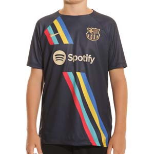 Camiseta Nike Barcelona niño pre-match visitante - Camiseta infantil calentamieno pre-partido Nike del FC Barcelona - azul marino
