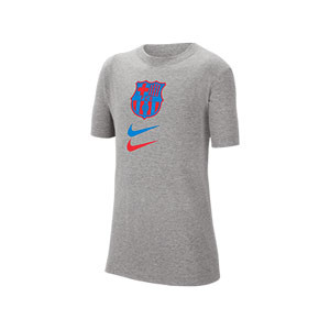 Camiseta Nike Barcelona niño Crest UCL - Camiseta de algodón infantil Nike del FC Barcelona - gris