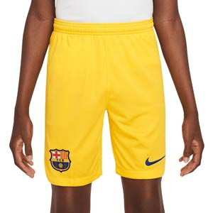 Short Nike 4a Barcelona niño Senyera 2023 Dri-Fit Stadium - Pantalón corto cuarta equipación infantil Nike del FC Barcelona 2023 - amarillo