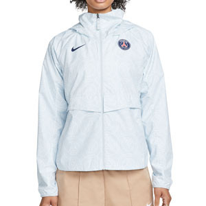 Cortavientos Nike PSG mujer All Weather Fan - Chaqueta cortavientos de mujer Nike del París Saint-Germain - azul claro