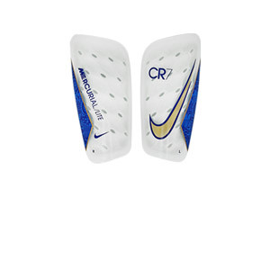 Nike CR7 Mercurial Lite - Espinilleras de fútbol Nike con mallas de sujeción - azules, bronce