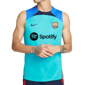 Camiseta Nike Barcelona entrenamiento Dri-Fit Strike - Camiseta sin mangas de entrenamiento FC Barcelona 2022 2023 - azul turquesa