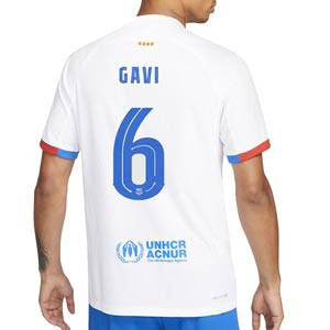 Camiseta Nike 2a Barcelona Gavi 23 24 DF ADV Match P UCL - Camiseta auténtica de la segunda equipación Nike de Gavi del FC Barcelona 2023 2024 - blanca