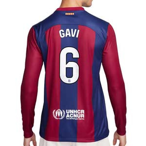 Camiseta Nike Barcelona Gavi 2023 2024 Dri-Fit Stadium - Camiseta de manga larga de la primera equipación de Gavi Nike del FC Barcelona 2023 2024 - azulgrana