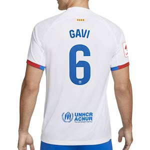 Camiseta Nike 2a Barcelona Gavi 23 24 DF Stadium Liga - Camiseta de la segunda equipación de Gavi Nike del FC Barcelona para la Liga 2023 2024 - blanca