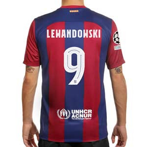 Camiseta Nike Barcelona Lewandowski 23 24 DF Stadium UCL - Camiseta primera equipación de Lewandowski Nike del FC Barcelona para la Champions League 23 24 - azulgrana