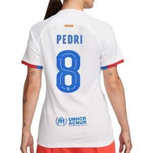 Camiseta Nike 2a Barcelona mujer Pedri Stadium 23 24 DF UCL - Camiseta para mujer segunda equipación Nike de Pedri del FC Barcelona para la Champions League 2023 2024 - blanca