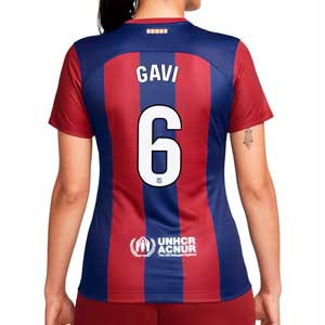 Camiseta Nike Barcelona mujer Gavi 2023 2024 DF Stadium - Camiseta de la primera equipación de mujer de Gavi Nike del FC Barcelona 2023 2024 - azulgrana