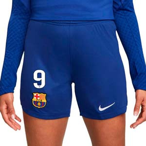 Short Nike Barcelona Lewandowski mujer 2023 2024  DF Stadium - Pantalón corto mujer primera equipación Nike del FC Barcelona Lewandowski 2023 20234- azul
