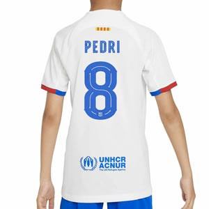 Camiseta Nike 2a Barcelona niño Pedri 23 24 DF Stadium UCL - Camiseta infantil segunda equipación de Pedri Nike del FC Barcelona para la Champions League 2023 2024 - blanca