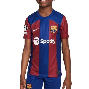 Camiseta Nike Barcelona niño 2023 2024 Dri-Fit Stadium UCL - Camiseta infantil de la primera equipación Nike del FC Bracelona de la Champions League 2023 2024 - azulgrana