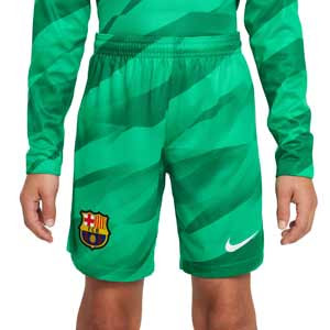 Short Nike Barcelona niño portero 2023 2024 Dri-Fit Stadium - Pantalón corto infantil de portero Nike del FC Barcelona 2023 2024 - verde
