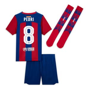 Equipación Nike Barcelona Pedri niño 3-8 años 23 24 DF UCL - Conjunto infantil de la primera equipación de Pedri Nike del FC Barcelona para la Champions League 2023 2024 - azulgrana