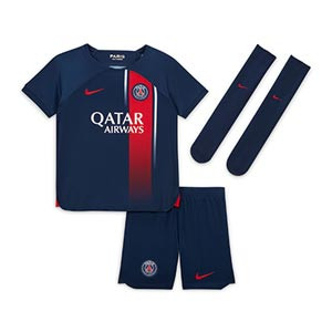 Equipación Nike PSG niño 3-8 años 2023 2024 - Conjunto infantil de 3 a 8 años Nike 1a equipación Paris Saint Germain 2023 2024 - azul marino