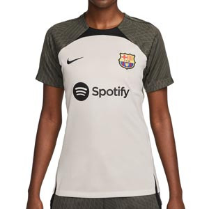 Camiseta Nike Barcelona entrenamiento mujer Dri-Fit Strike - Camiseta de entrenamiento de mujer Nike del FC Barcelona - beige, verde oscura