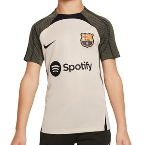 Camiseta Nike Barcelona entrenamiento niño Dri-Fit Strike - Camiseta de entrenamiento infantil Nike del FC Barcelona - beige, verde oscura