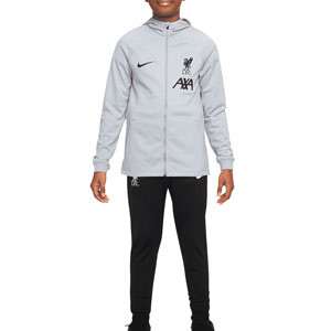 Chándal Nike Liverpool niño Dri-Fit Strike Hoodie - Chándal con capucha infantil Nike del Liverpool FC - gris, negro