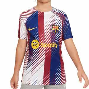 Camiseta Nike Barcelona pre-match niño Dri-Fit Academy Pro - Camiseta infantil de calentamiento pre-partido Nike del FC Barcelona - blanca