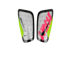 Nike Mercurial Lite 25 - Espinilleras de fútbol Nike con mallas de sujeción - grises, rosas
