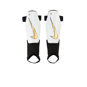 Nike Charge niño - Espinilleras infantiles de fútbol Nike con tobillera protectora - blancas