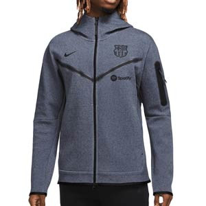 Sudadera Nike Barcelona Sportswear Tech Fleece Hoodie - Sudadera de algodón con capucha Nike del FC Barcelona - azul grisáceo