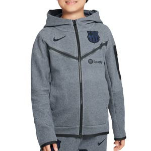 Sudadera Nike Barcelona niño Sportswear Tech Fleece - Sudadera con capucha de algodón Nike del FC Barcelona - gris