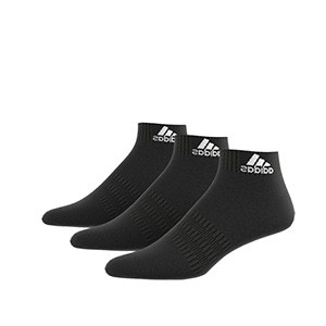 Calcetines tobilleros adidas 3 pares acolchados - Pack 3 calcetines tobilleros adidas - negros - derecho