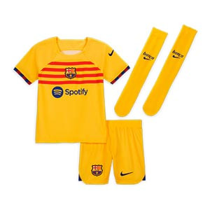 Equipación Nike 4a Barcelona niño 3 - 8 años Senyera 2023 - Conjunto infantil de 3 a 8 años Nike cuarta equipación del FC Barcelona - amarillo