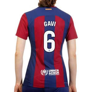 Camiseta Nike Barcelona mujer Gavi 2023 2024 DF ADV Match - Camiseta auténtica de la primera equipación de mujer de Gavi Nike del FC Barcelona 2023 2024 - azulgrana