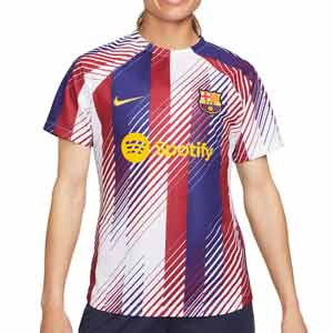 Camiseta Nike Barcelona pre-match mujer Dri-Fit Academy Pro - Camiseta de calentamiento pre-partido Nike del FC Barcelona para mujer - blanca