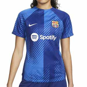 Camiseta Nike Barcelona pre-match mujer Dri-Fit Academy Pro - Camiseta de calentamiento pre-partido para mujer Nike del FC Barcelona - azul
