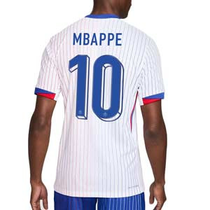 Camiseta Nike 2a Francia Mbappé Match 2024 DFADV - Camiseta auténtica Nike de la segunda equipación de la selección francesa de Mbappé 2024 - blanca