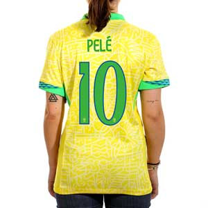 Camiseta Nike Brasil mujer Pelé Stadium 24-25 Dri-Fit - Camiseta para mujer de la primera equipación Nike de Pelé de la selección brasileña 2024 2025 - amarilla