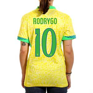 Camiseta Nike Brasil mujer Rodrygo Stadium 24-25 Dri-Fit - Camiseta para mujer de la primera equipación Nike de Rodrygo de la selección brasileña 2024 2025 - amarilla