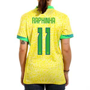 Camiseta Nike Brasil mujer Raphinha Stadium 24-25 Dri-Fit - Camiseta para mujer de la primera equipación Nike de Raphinha de la selección brasileña 2024 2025 - amarilla