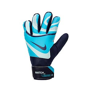 Nike GK Match Jr - Guantes infantiles de portero Nike corte flat - azul cian