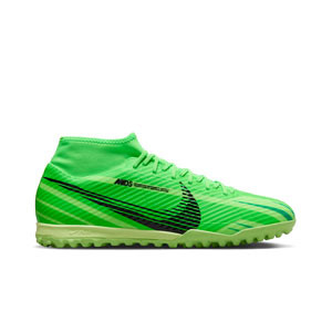 Nike Mecurial Zoom Superfly 9 Academy MDS TF - Zapatillas de fútbol con tobillera multitaco Nike TF suela turf - verdes