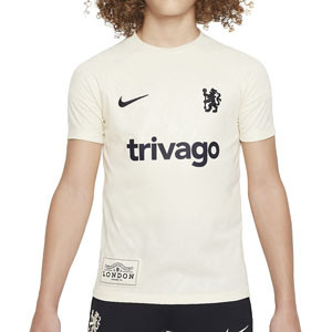 Camiseta Nike Chelsea Niño pre-match Academy Dri-Fit - Camiseta calentamiento pre-partido infantil Nike del Chelsea - crema