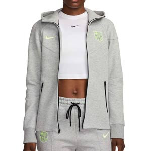 Sudadera con capucha Nike Barcelona Mujer Tech Fleece - Sudadera de mujer con capucha Nike del FC Barcelona - gris