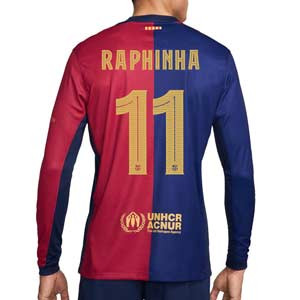 Camiseta manga larga Nike Barcelona Raphinha 24 Stadium UCL - Camiseta de manga larga primera equipación Nike de Raphinha del FC Barcelona para la UCL 24 25 - azulgrana