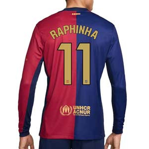 Camiseta manga larga Nike Barcelona Raphinha 24 Stadium Liga - Camiseta de manga larga primera equipación Nike de Raphinha del FC Barcelona para la Liga 24 25 - azulgrana