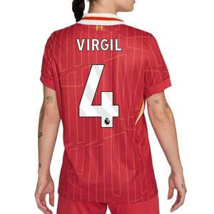 Camiseta Nike Liverpool mujer Virgil 24 25 Dri-Fit Stad PL - Camiseta de mujer primera equipación Nike de Virgil van Dijk del Liverpool de la Premier League 2024 2025 - roja