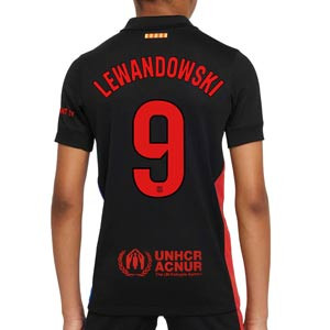 Camiseta Nike 2a Barcelona niño Lewandowski 24-25 Stad Liga - Camiseta infantil de la segunda equipación Nike de Lewandowski del FC Barcelona para la Liga 2024 2025 - negra
