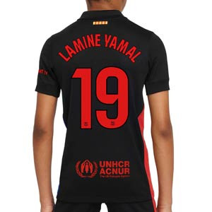 Camiseta Nike 2a Barcelona niño Lamine Yamal 24-25 Stad Liga - Camiseta infantil de la primera equipación Nike de Lamine Yamal del FC Barcelona para la Liga 2024 2025 - negra